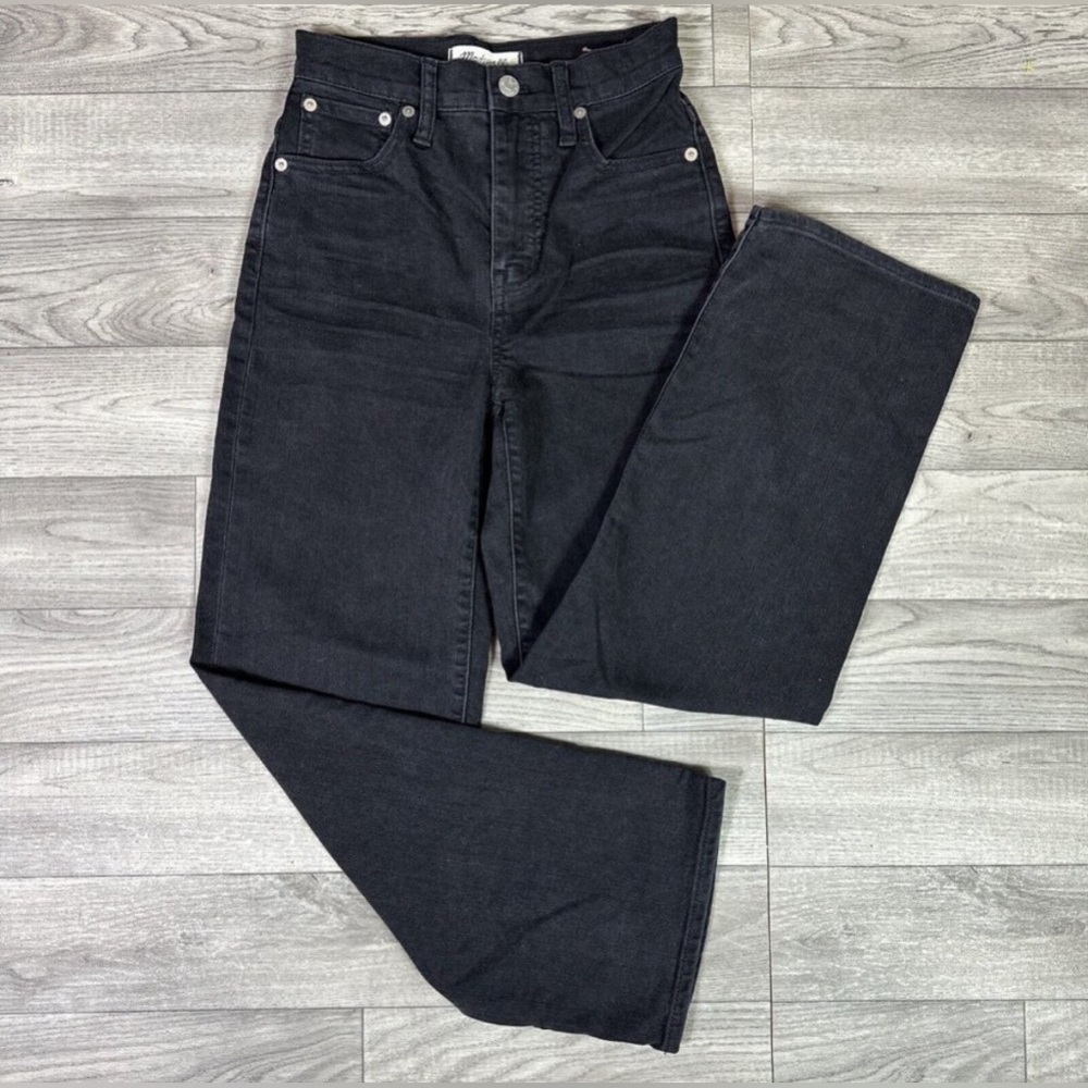 Madewell High rise slim wide leg cropped denim jeans black size 23